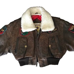 1970’s vintage kids maverick pilot bomber leather jacket